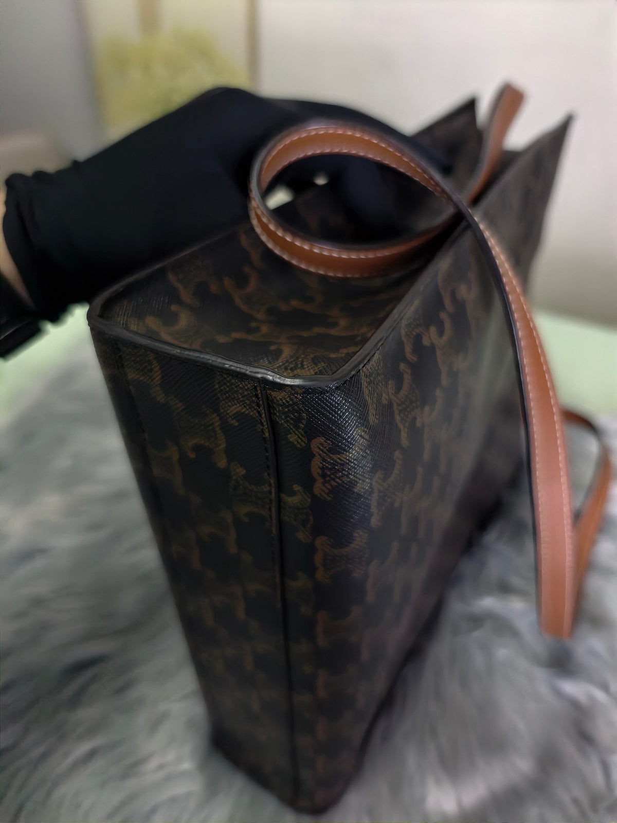 Celine - Cabas Vertical Triomphe Small - Cloth - Brown - (small)