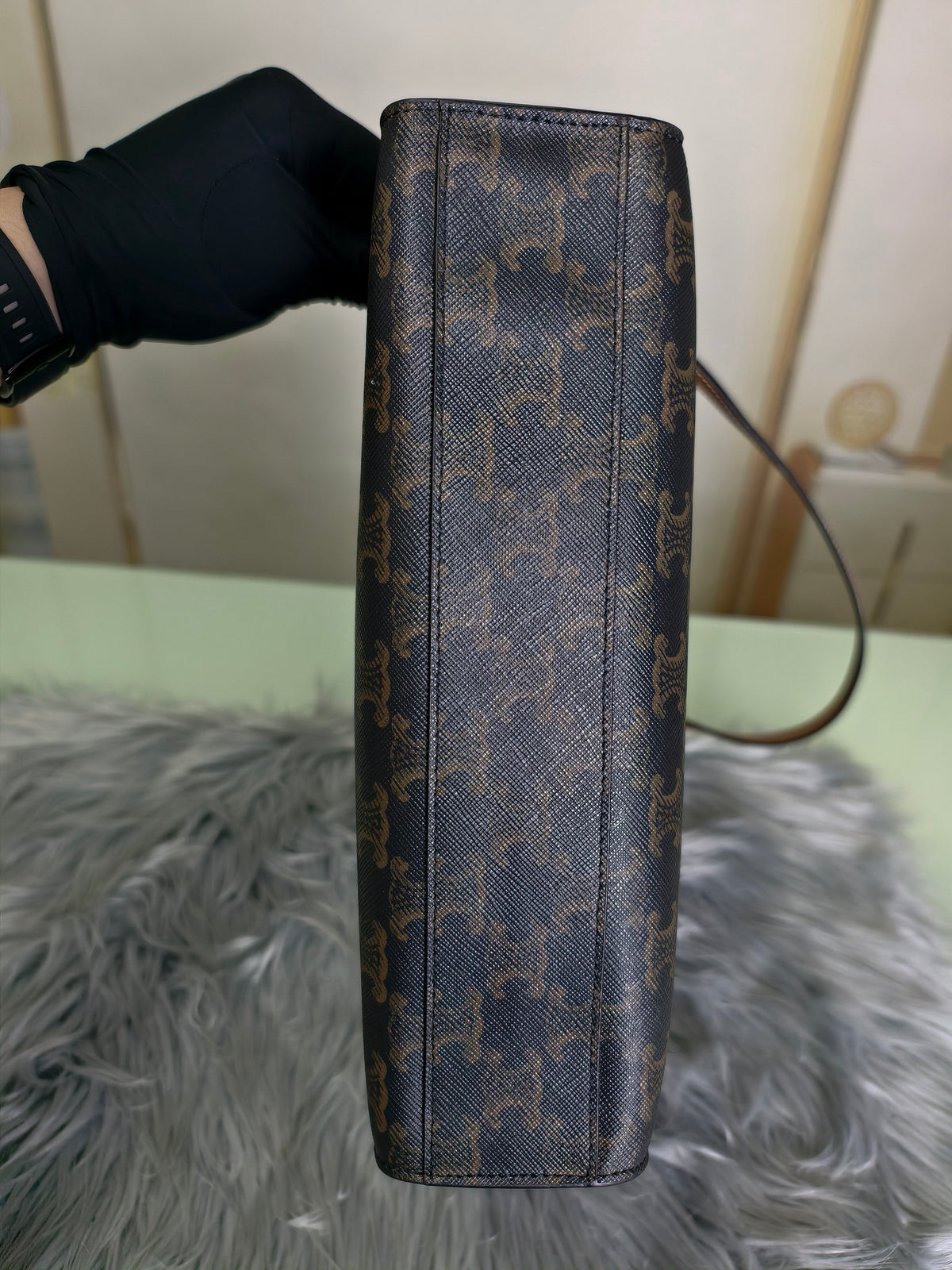 Celine - Cabas Vertical Triomphe Small - Cloth - Brown - (small)