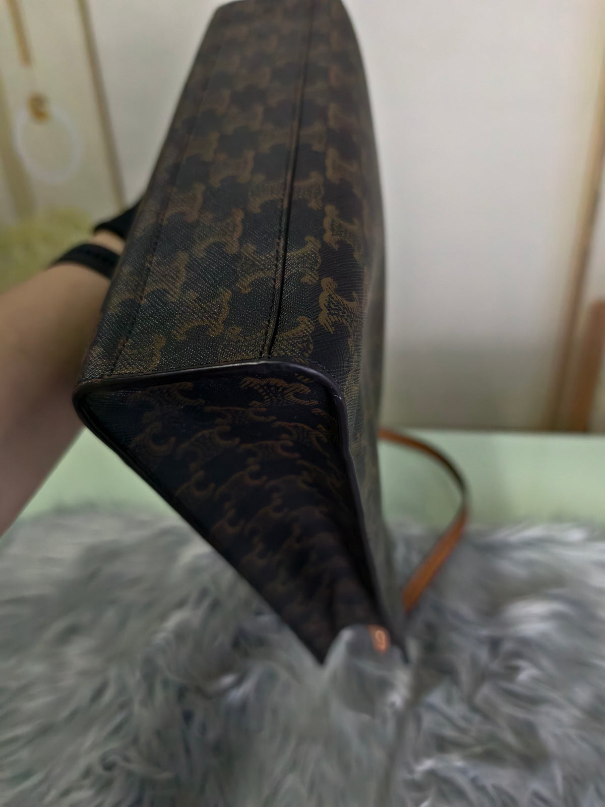Celine - Cabas Vertical Triomphe Small - Cloth - Brown - (small)