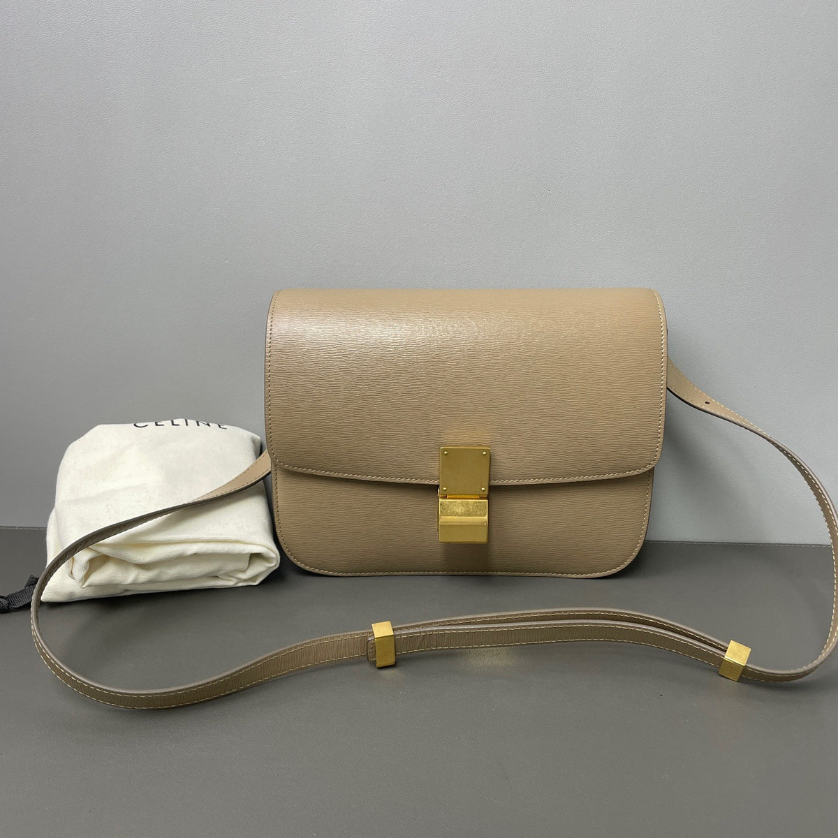 Celine - Classic Box Bag - Leather - Beige