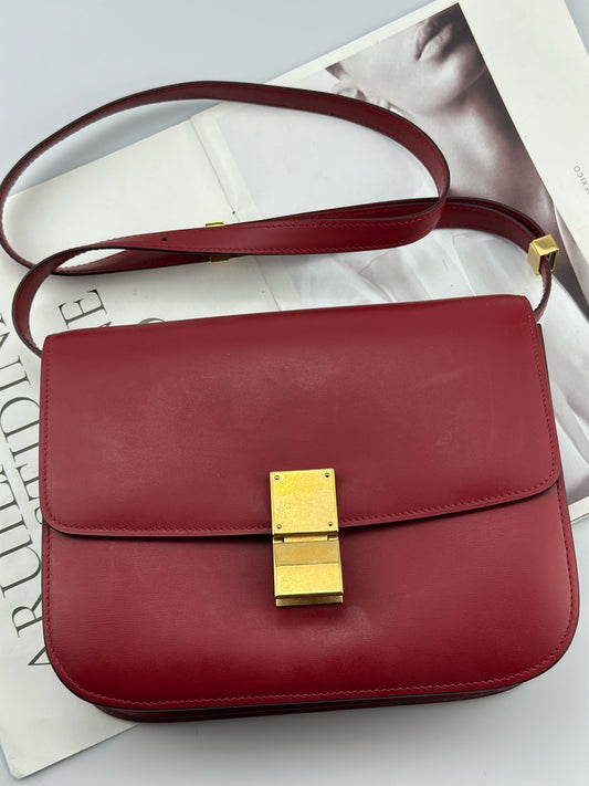 Celine - Classic Box - Box calfskin leather - Red - (medium)