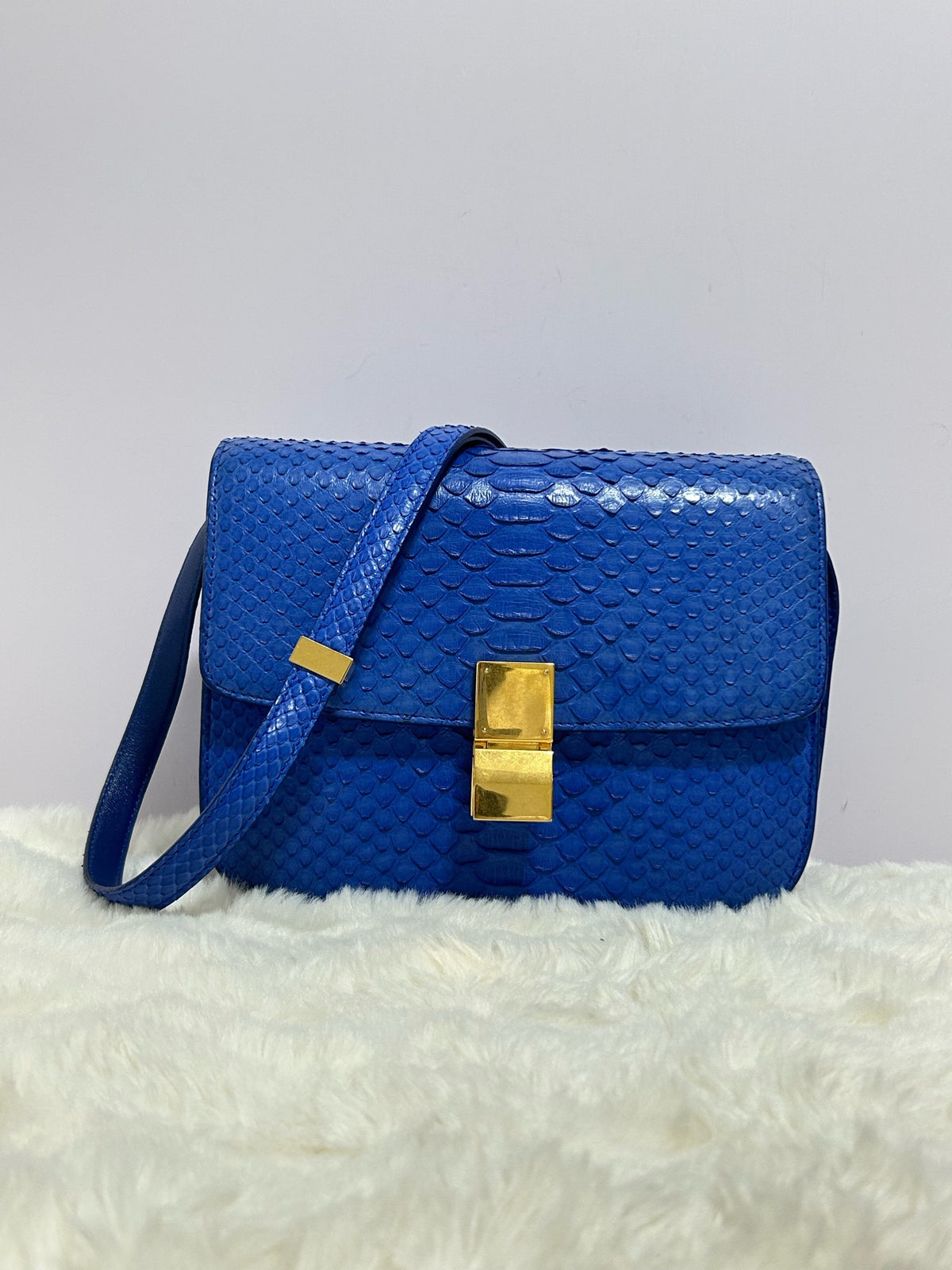 Celine - Classic Box - Exotic leathers - Python - Blue - (medium)