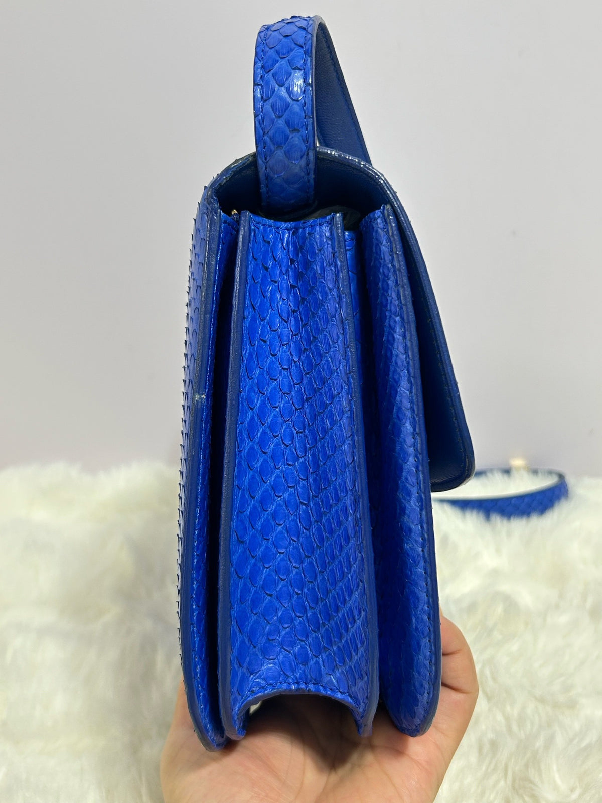 Celine - Classic Box - Exotic leathers - Python - Blue - (medium)