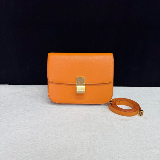 Celine - Classic Box - Grained leather - Orange - (Medium)