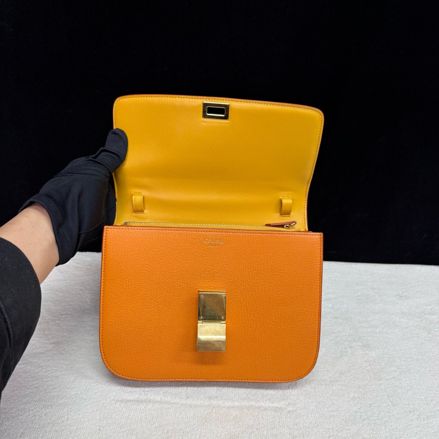 Celine - Classic Box - Grained leather - Orange - (Medium)