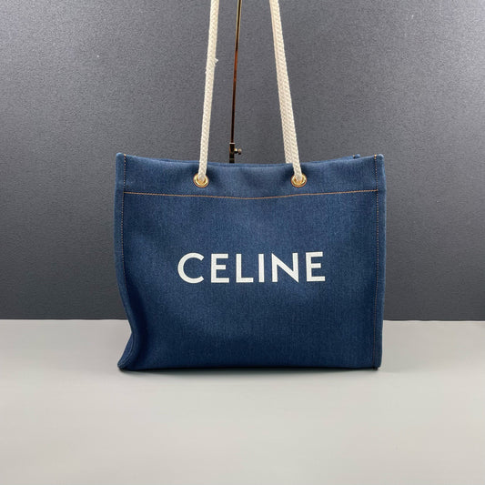 Celine - Denim Large Tote Bag - Denim - Blue - (large)
