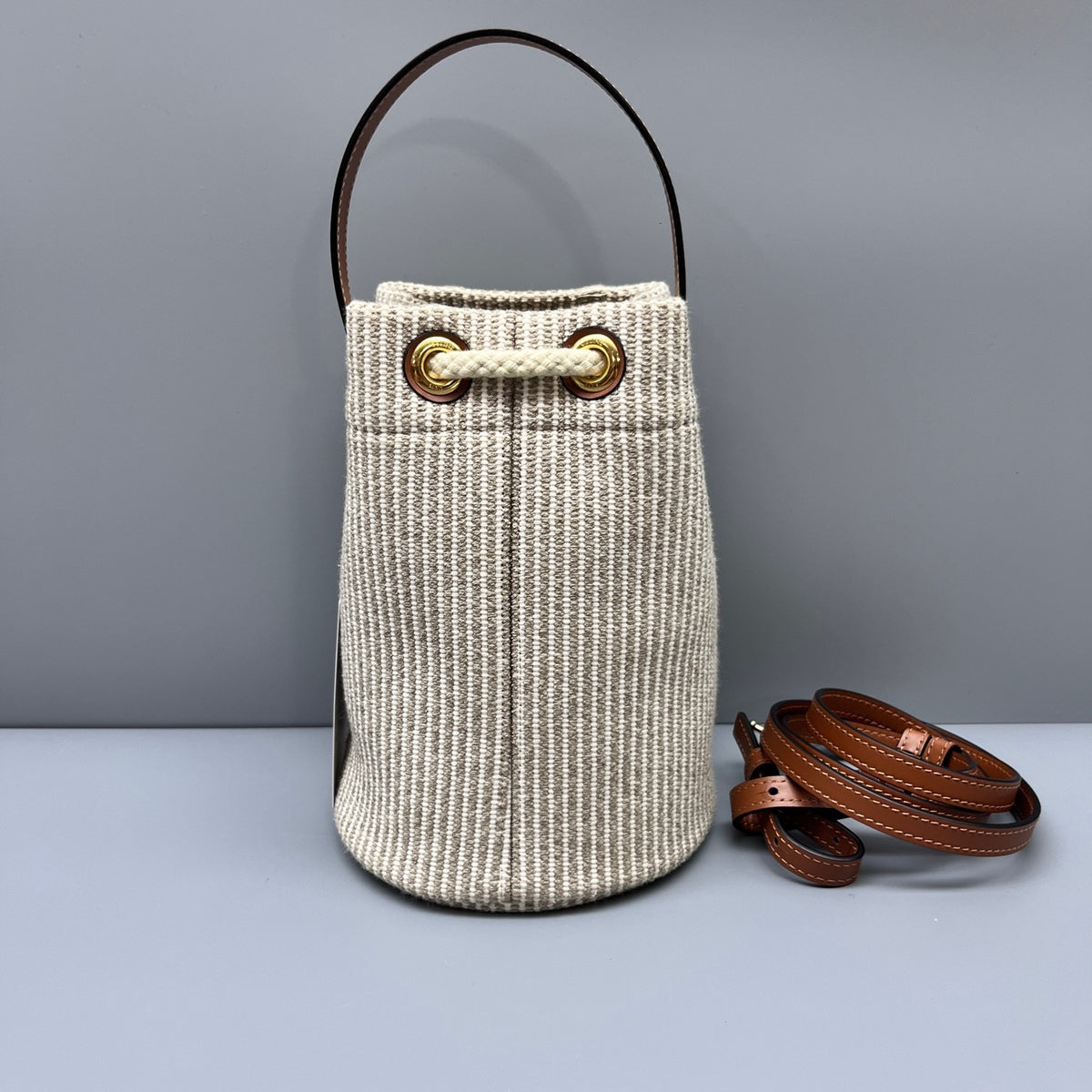Celine - Drawstring Bucket Bag - Cloth - Multicolour - (mini)