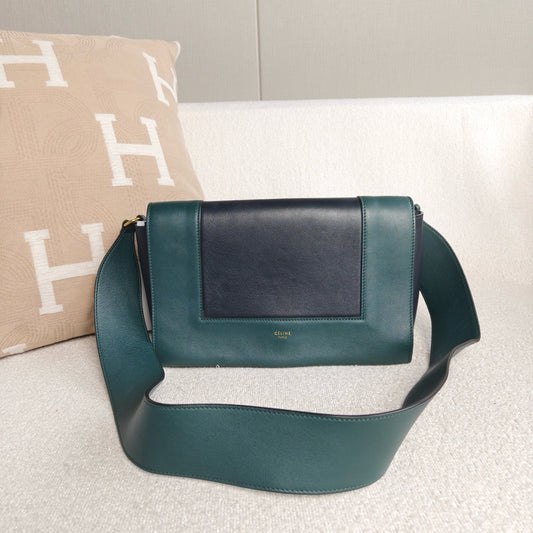 Celine - Frame - Cowhide leather - Dark Green and Black - (medium)