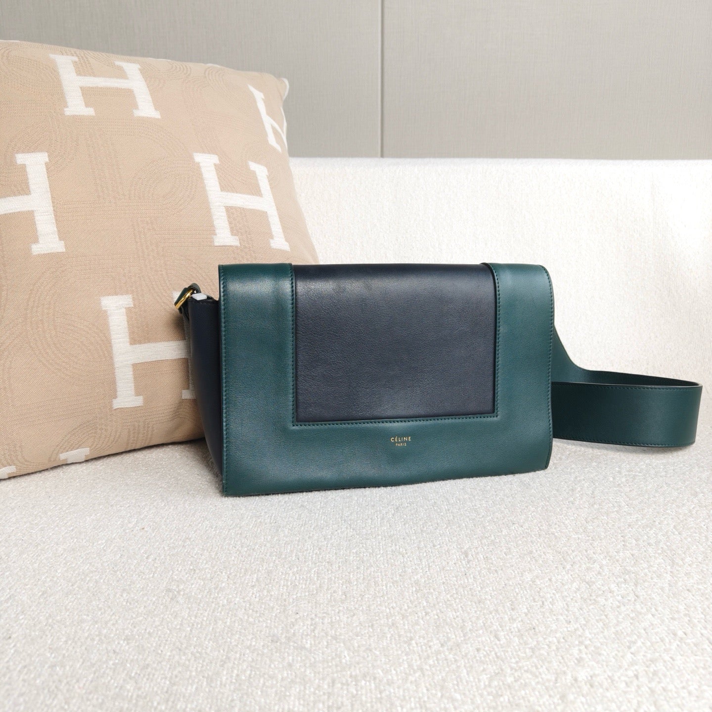 Celine - Frame - Cowhide leather - Dark Green and Black - (medium)