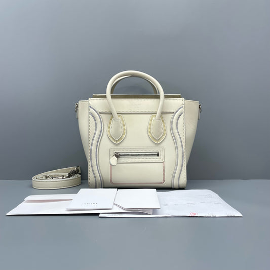 Celine - Luggage Bag - Leather - White - (mini)