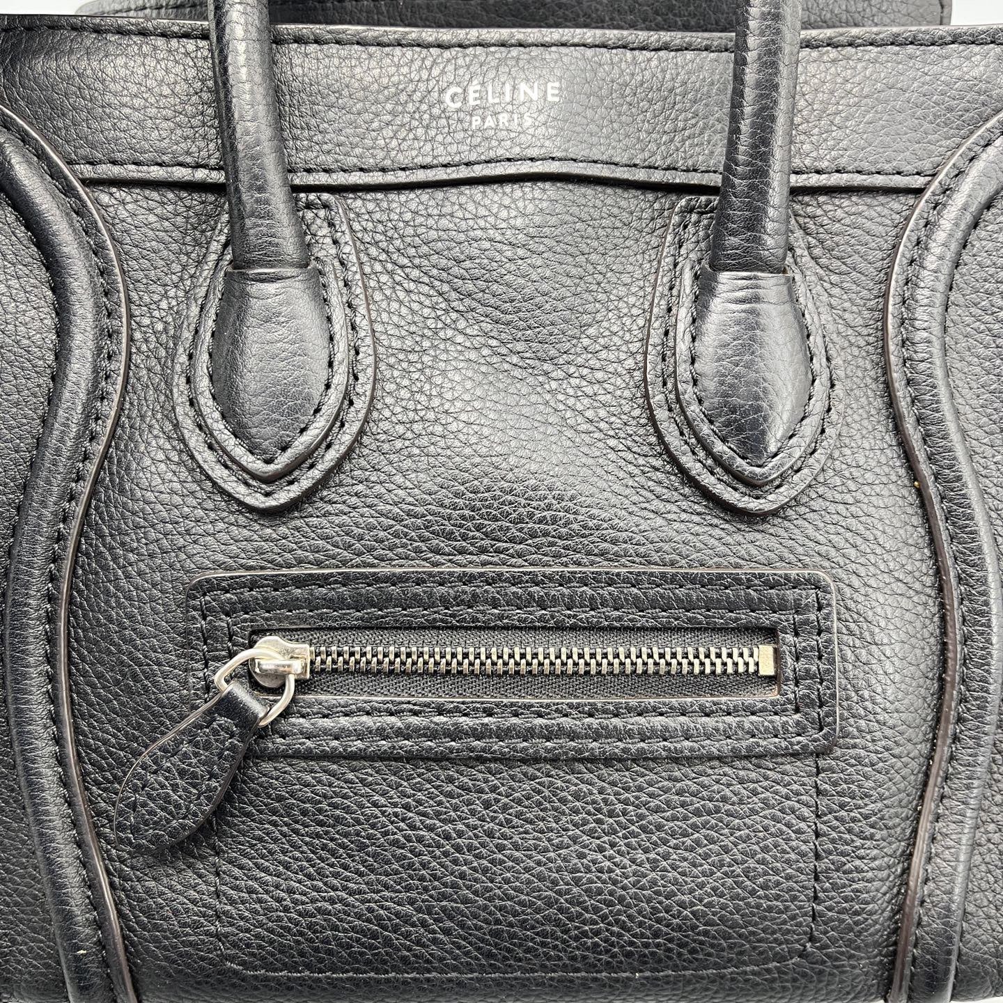 Celine - Luggage Bag Nano - Grained calfskin leather - Black - (mini)