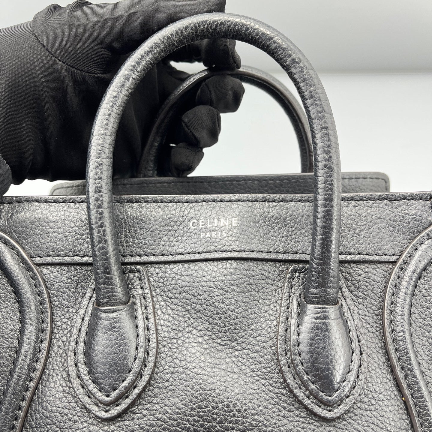 Celine - Luggage Bag Nano - Grained calfskin leather - Black - (mini)