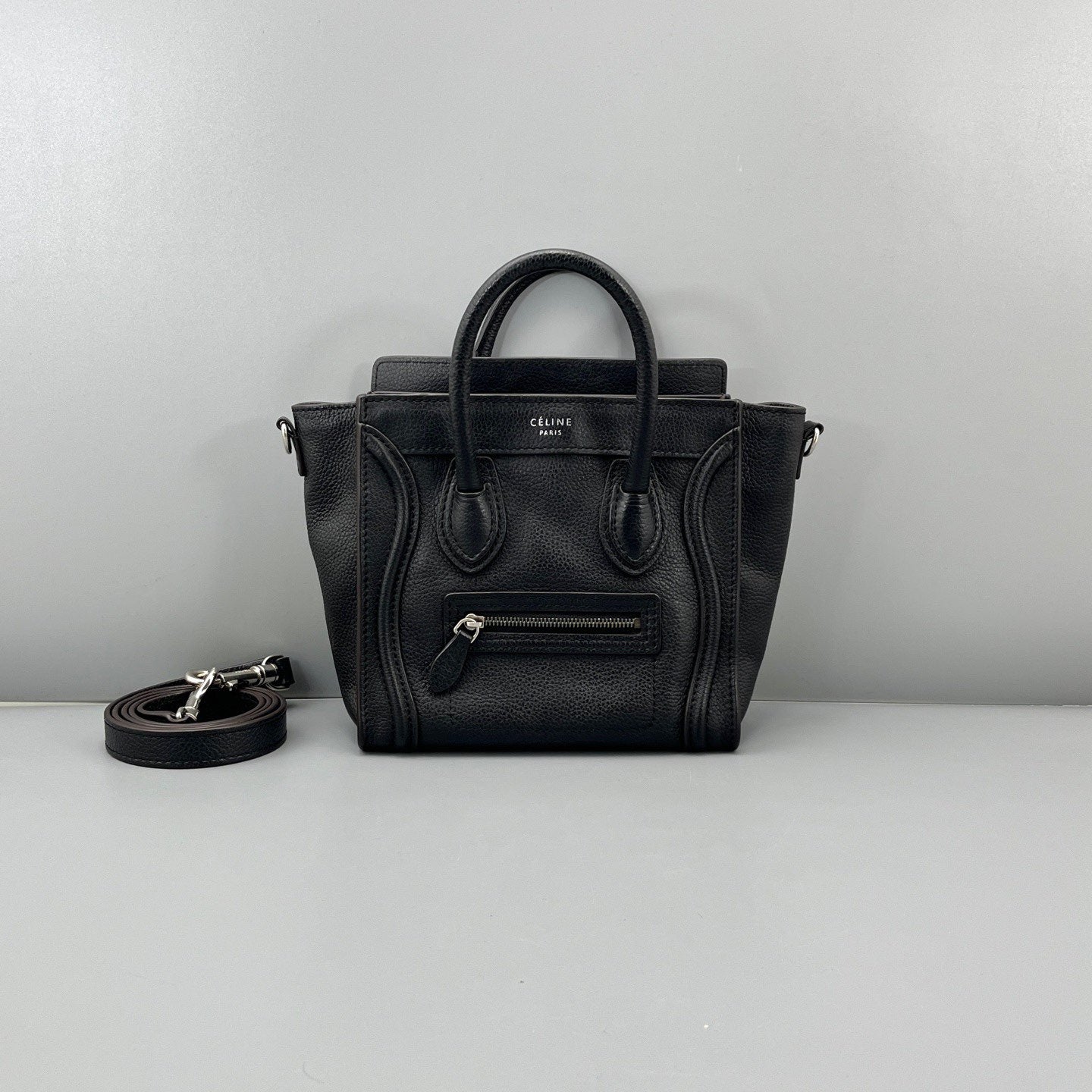 Celine - Luggage Bag Nano - Grained calfskin leather - Black - (mini)