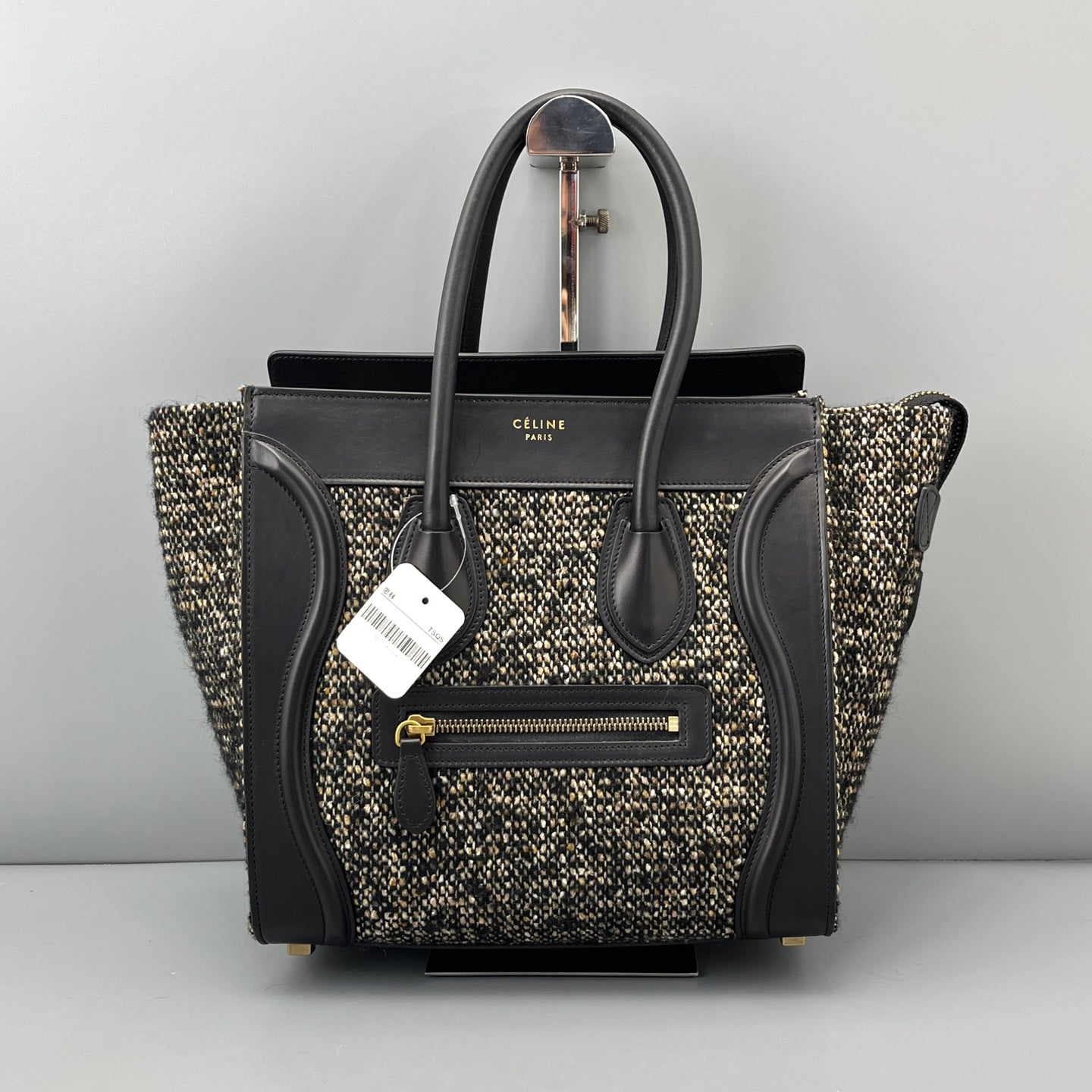 Celine - Luggage Bag - Tweed - Black - (Small)