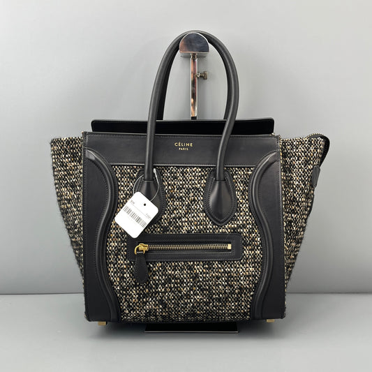 Celine - Luggage Bag - Tweed - Black - (Small)