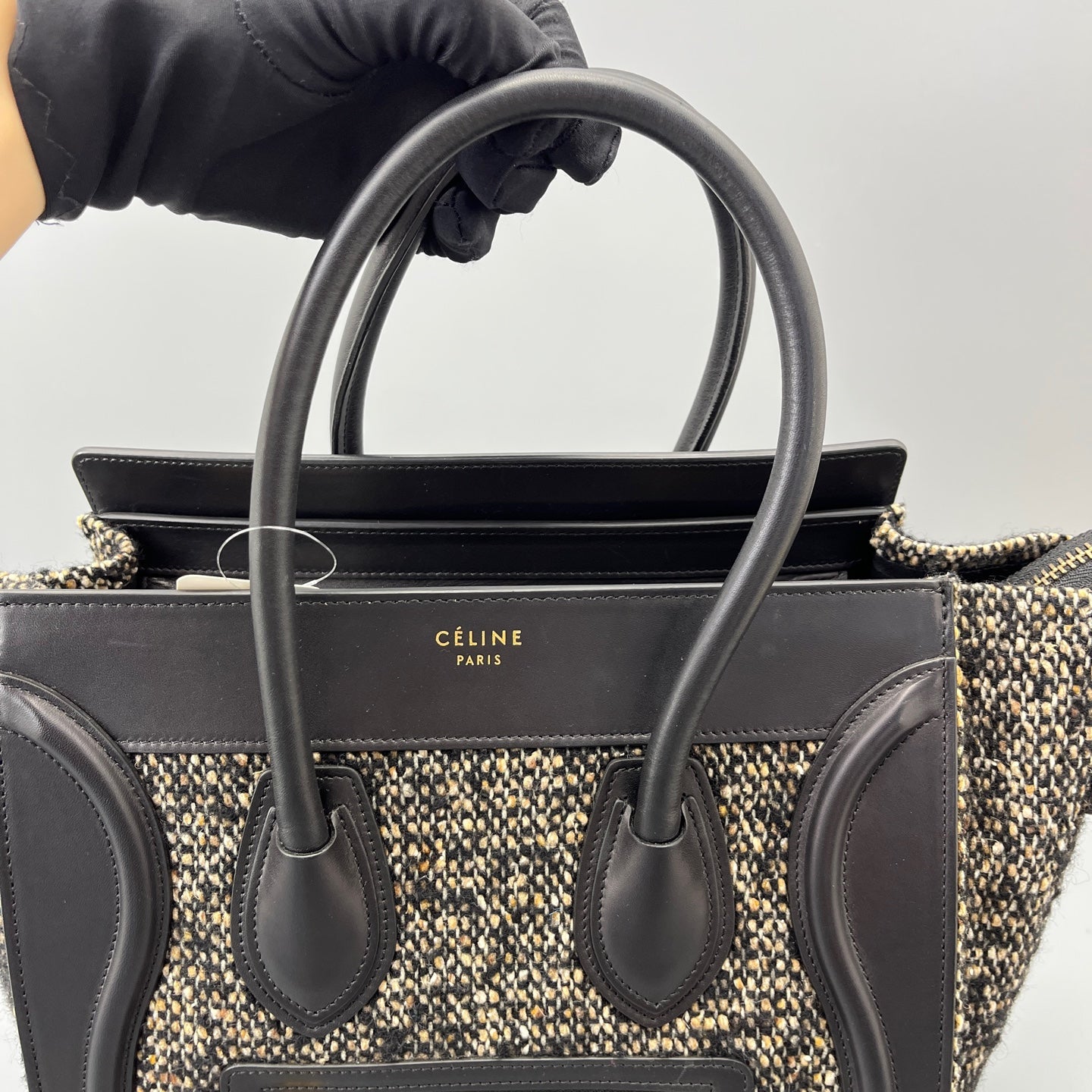 Celine - Luggage Bag - Tweed - Black - (Small)