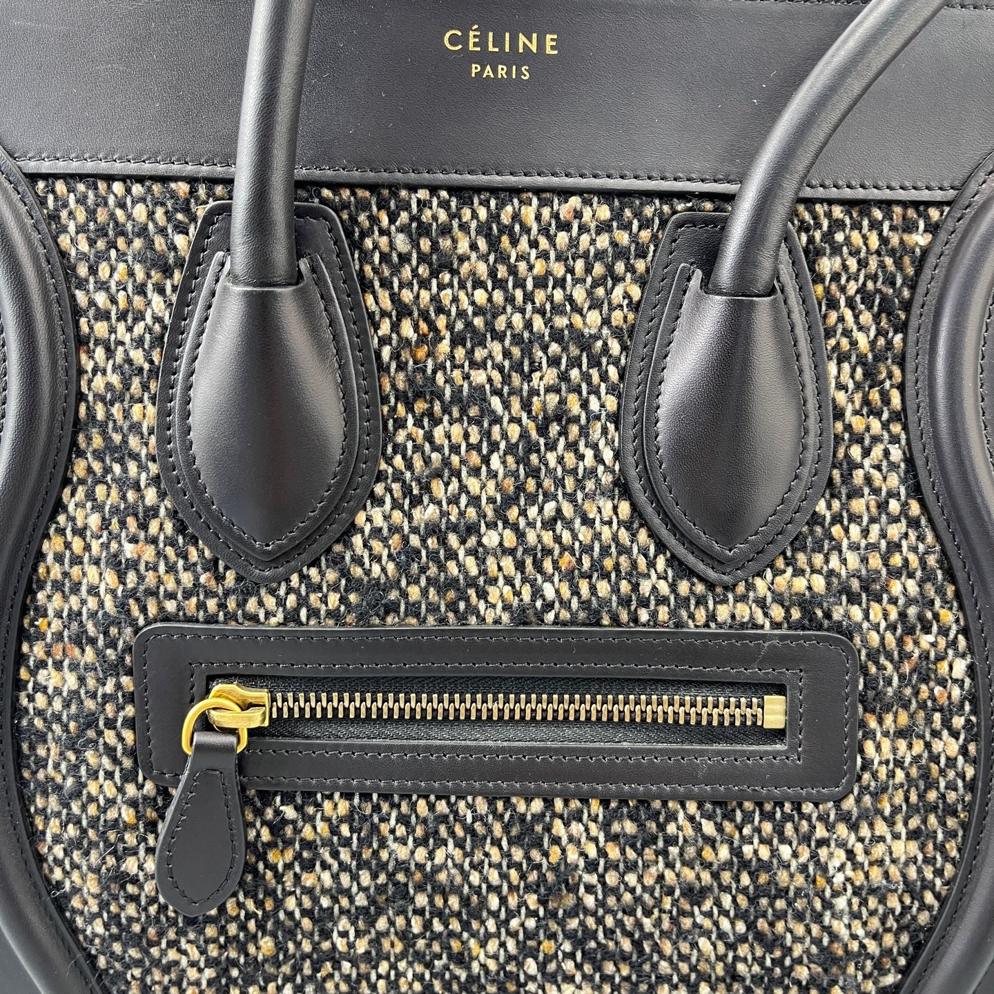 Celine - Luggage Bag - Tweed - Black - (Small)
