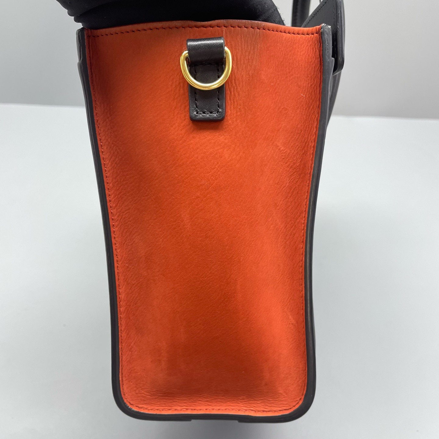 Celine - Luggage Nano - Grained calfskin leather and suede - Multicolour (Beige, Black, Orange) with Gold-Tone Hardware - (mini)
