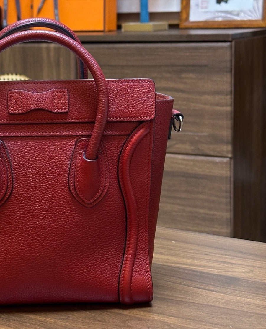 Celine - Luggage Nano - Leather - Burgundy - (nano)