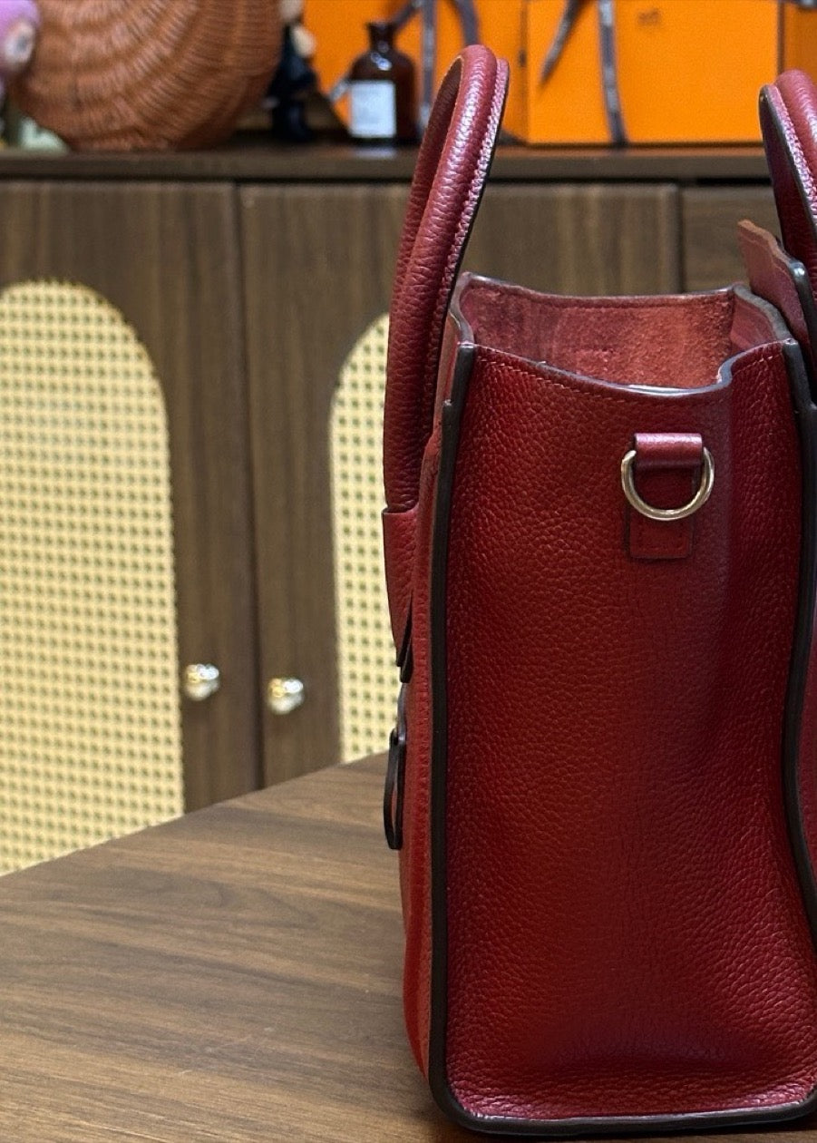 Celine - Luggage Nano - Leather - Burgundy - (nano)