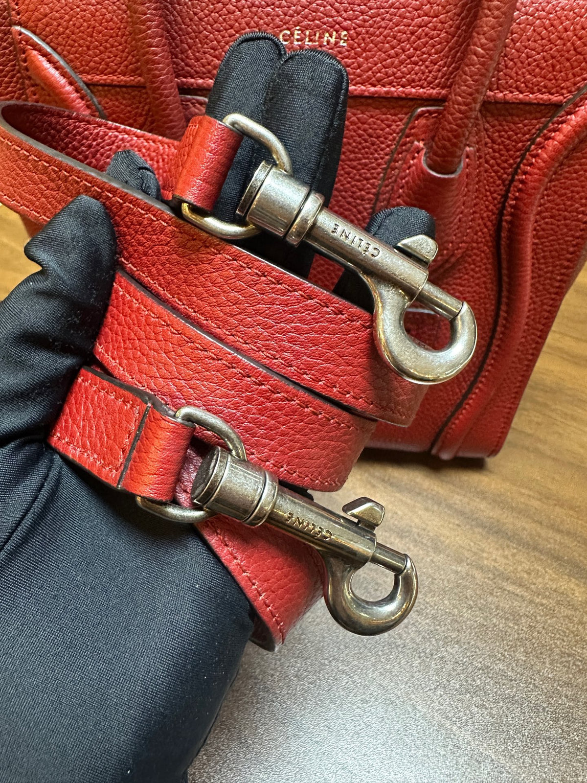 Celine - Luggage Nano - Leather - Burgundy - (nano)