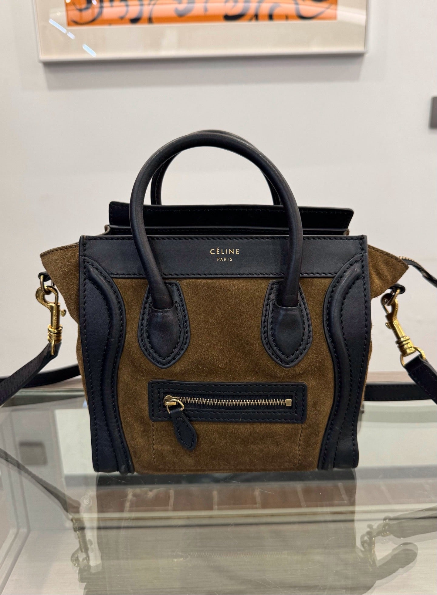 Celine - Luggage Nano - Suede and Leather - Brown - (mini)