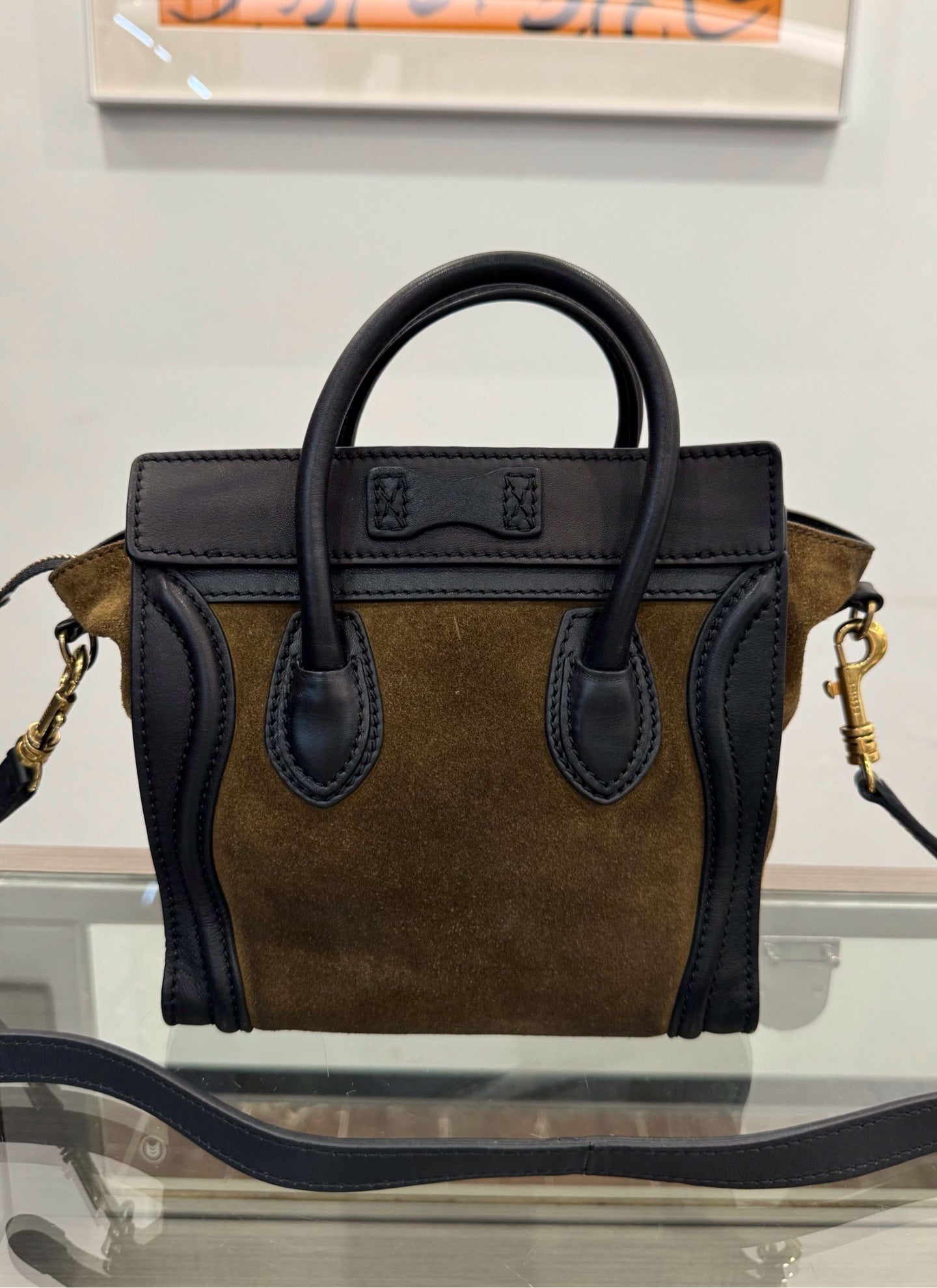 Celine - Luggage Nano - Suede and Leather - Brown - (mini)