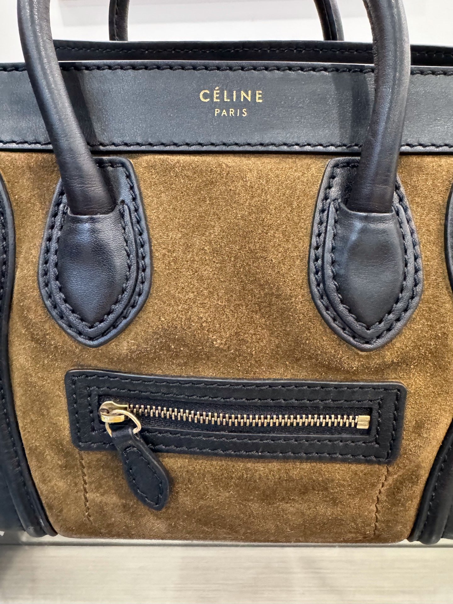 Celine - Luggage Nano - Suede and Leather - Brown - (mini)