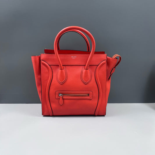 Celine - Micro Luggage Tote - Leather - Orange - (Small)
