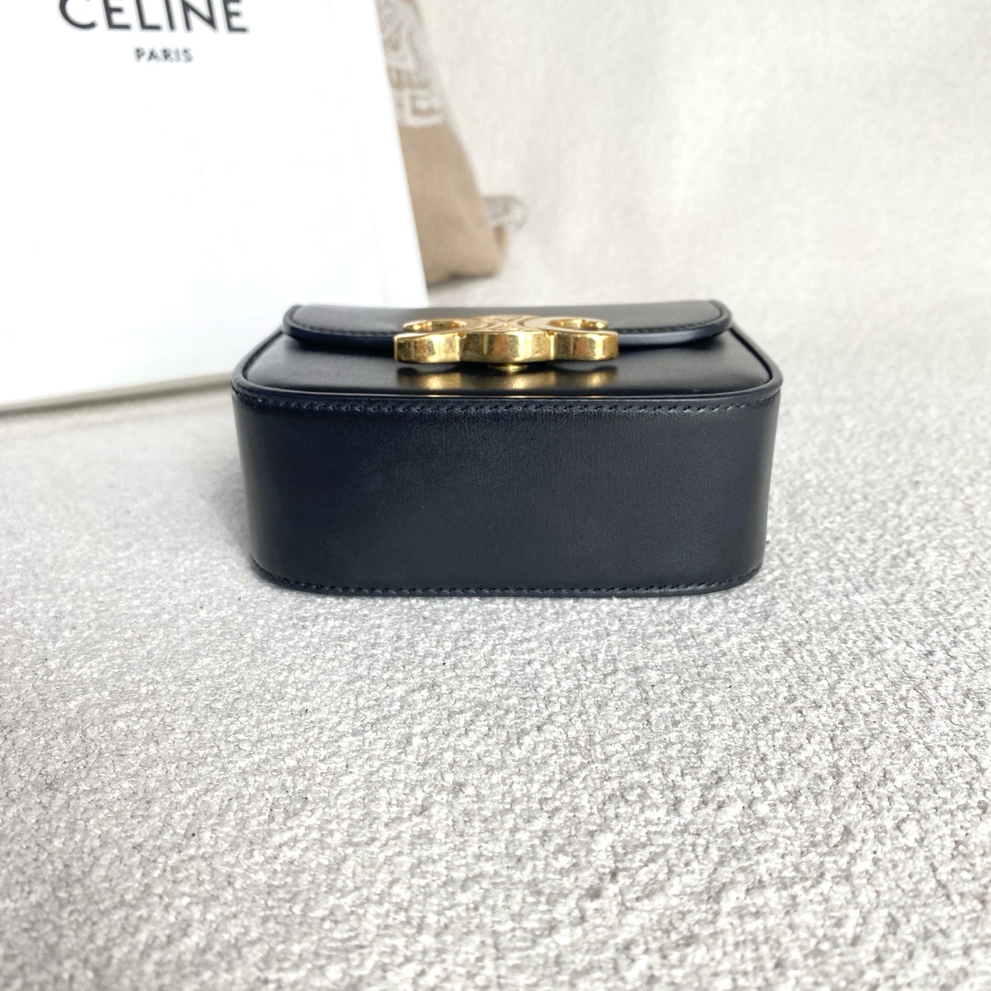 Celine - Mini Triomphe Belt Bag - Cowhide leather - Black with Gold-Tone Hardware - (mini)