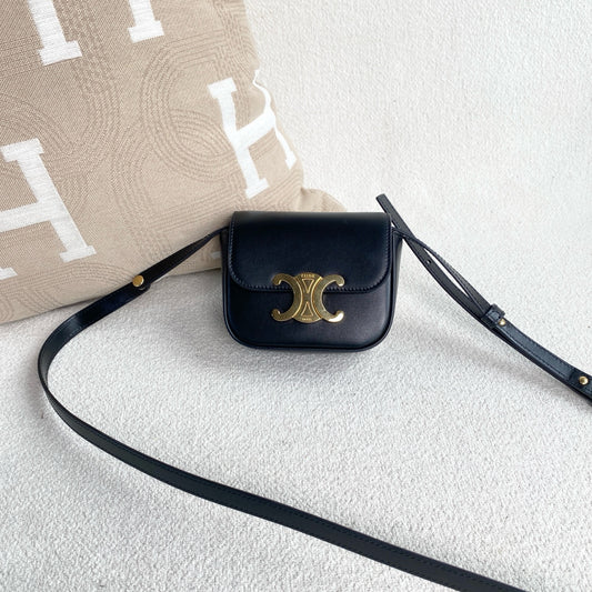 Celine - Mini Triomphe - Cowhide leather - Black with Gold-Tone Hardware - (mini)