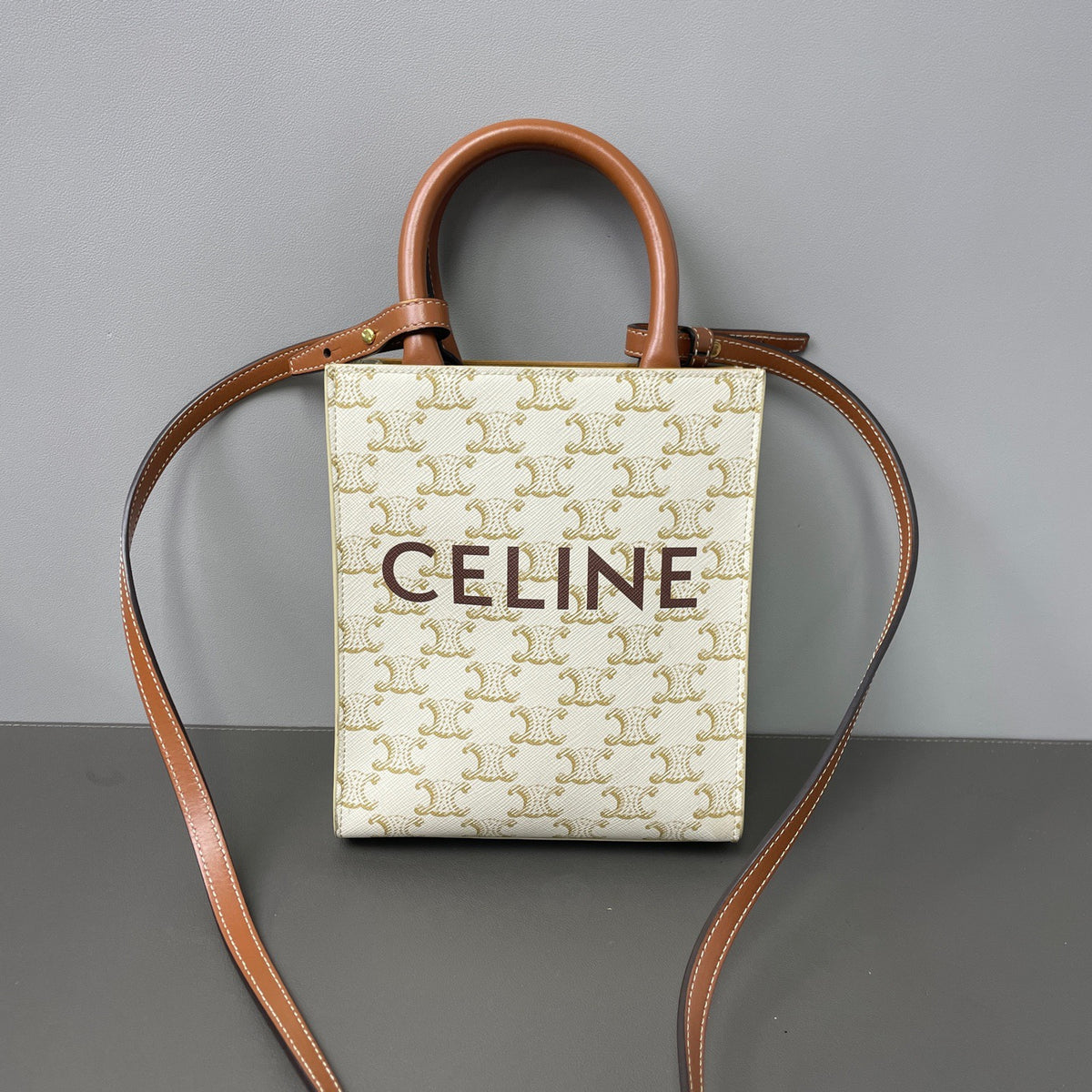 Celine - Mini Vertical Cabas in Triomphe Canvas - Cloth - Multicolour - (mini)