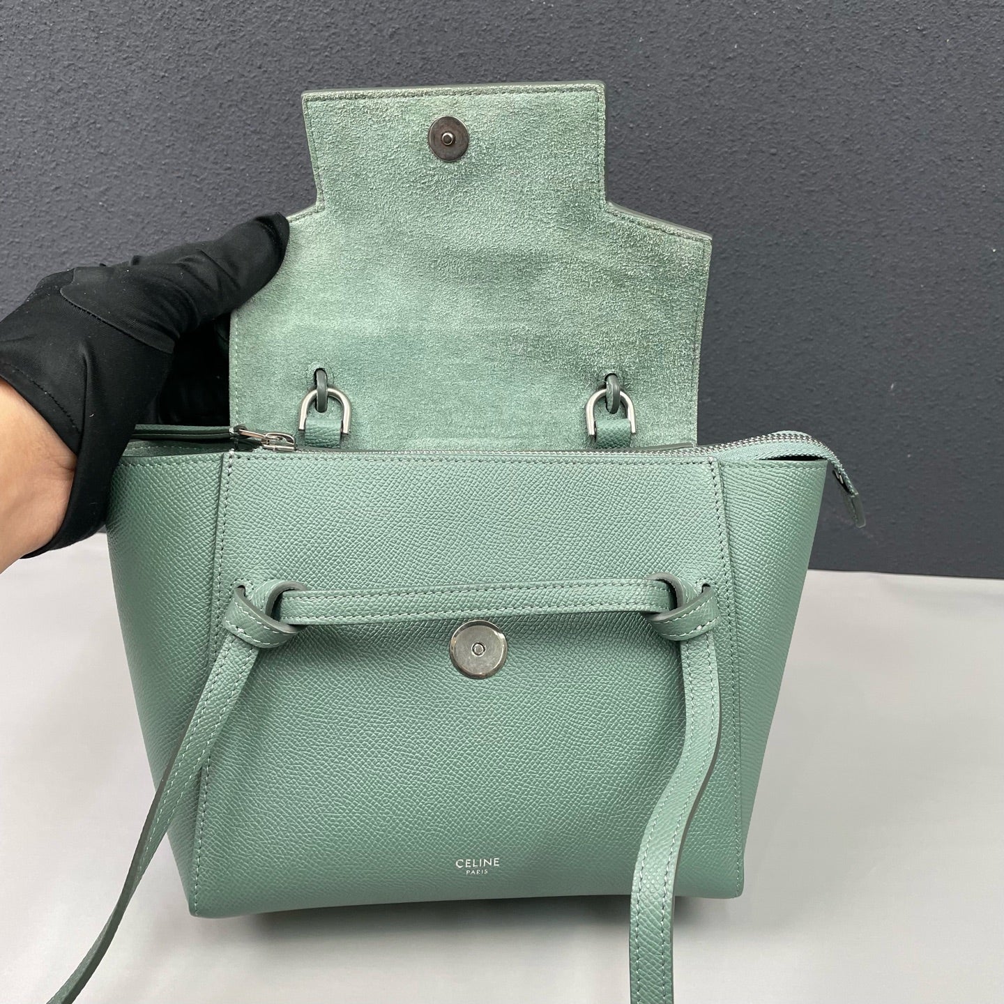 Celine - Nano Belt Bag - Grained leather - Celadon green - (Mini)