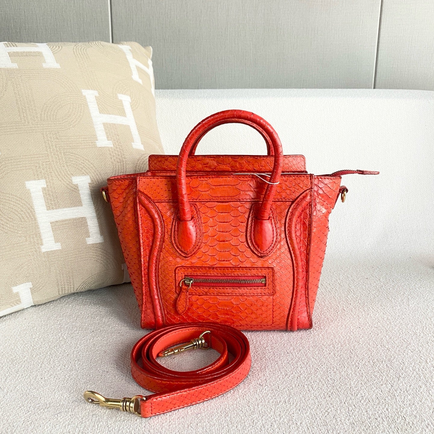 Celine - Nano Luggage - Exotic leathers - Python - Orange - (mini)
