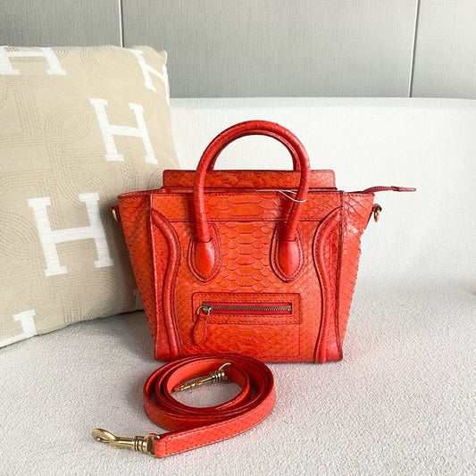 Celine - Nano Luggage - Exotic leathers - Python - Orange - (mini)