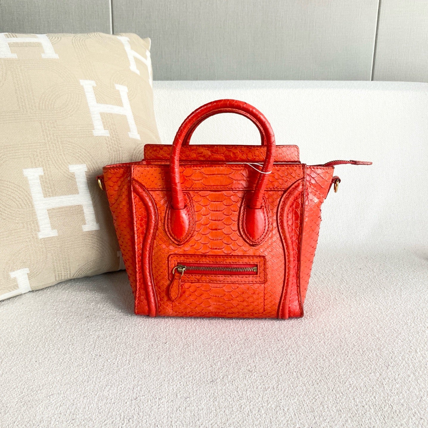 Celine - Nano Luggage - Exotic leathers - Python - Orange - (mini)