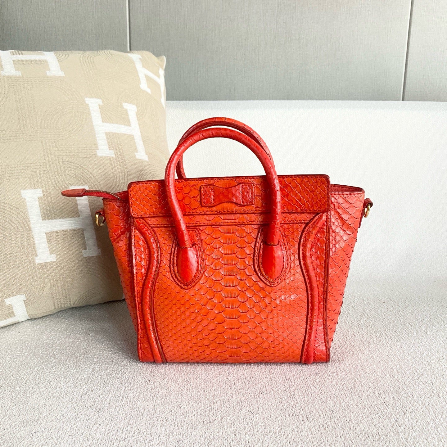 Celine - Nano Luggage - Exotic leathers - Python - Orange - (mini)
