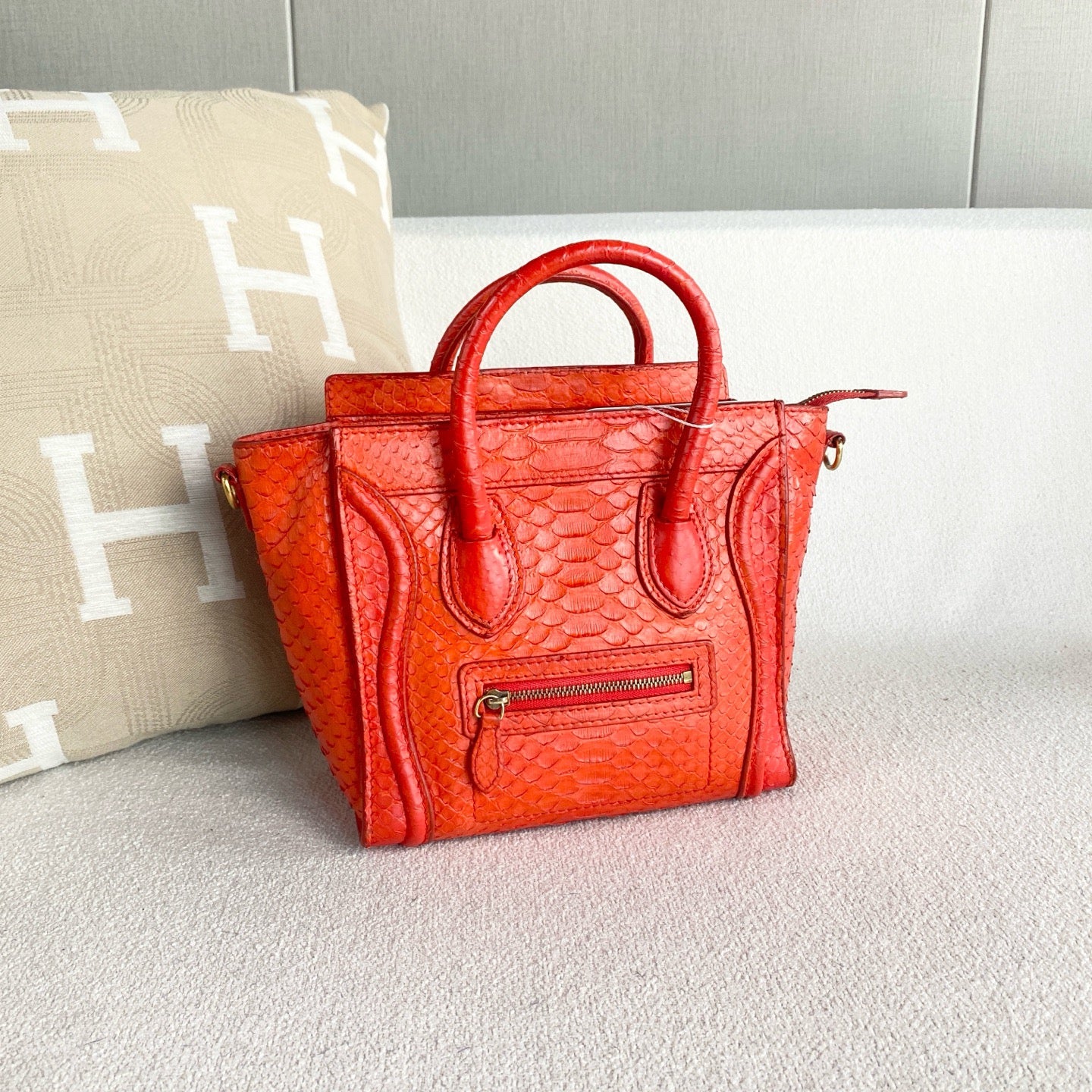 Celine - Nano Luggage - Exotic leathers - Python - Orange - (mini)