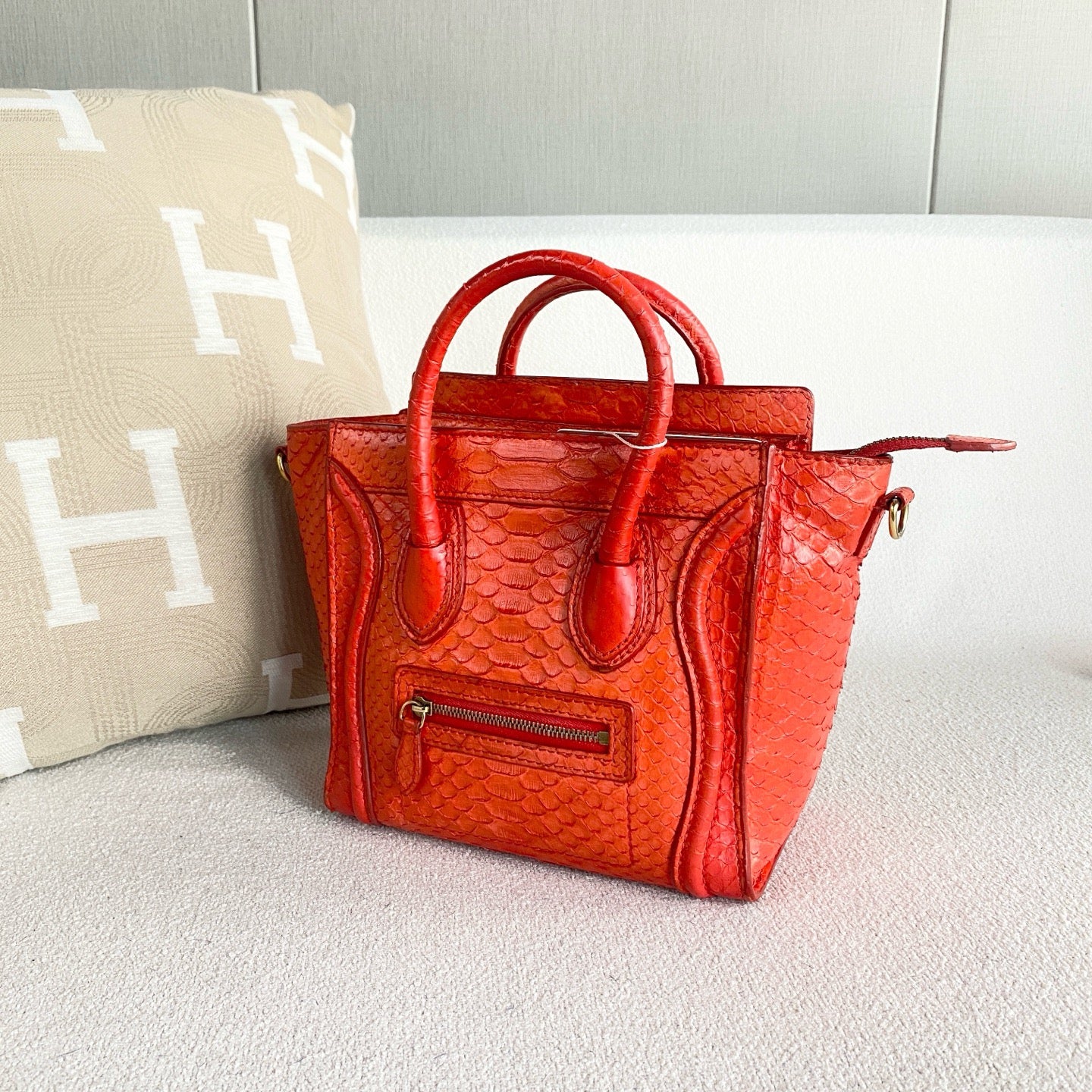 Celine - Nano Luggage - Exotic leathers - Python - Orange - (mini)
