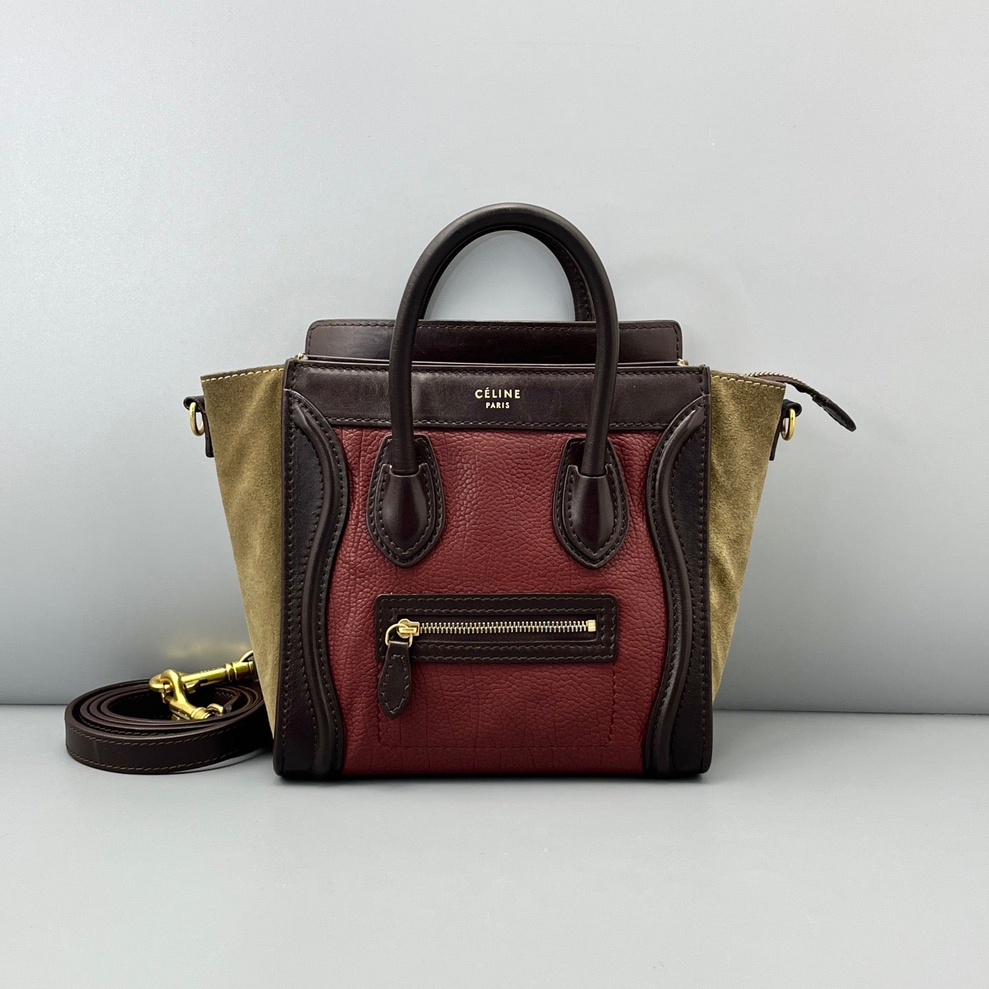 Celine - Nano Luggage - Leather - Burgundy - (mini)
