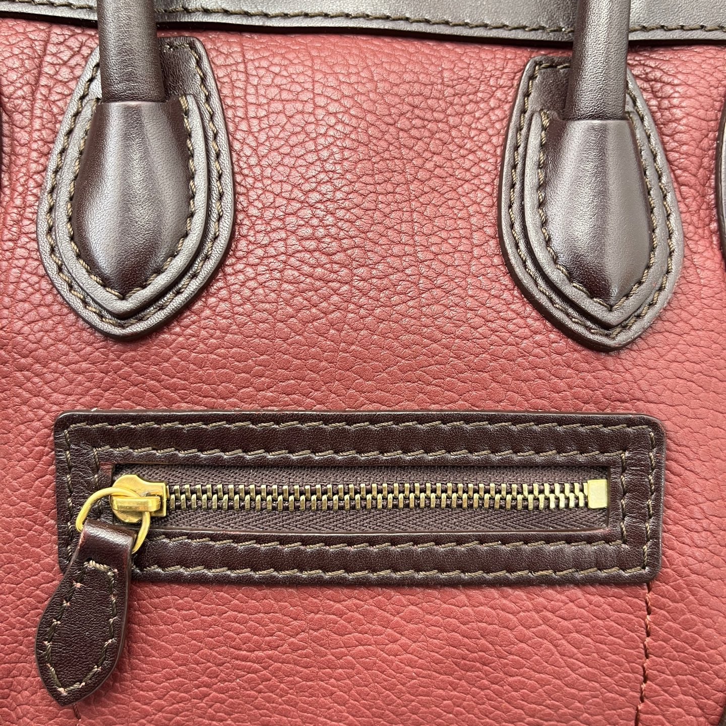 Celine - Nano Luggage - Leather - Burgundy - (mini)