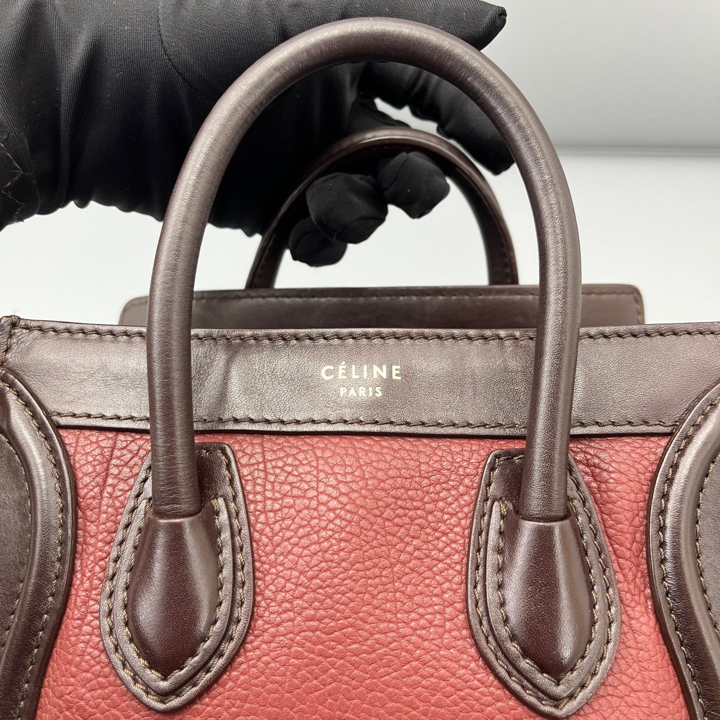 Celine - Nano Luggage - Leather - Burgundy - (mini)