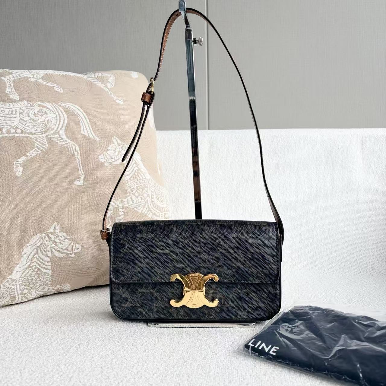 Celine - Other - Triomphe Canvas with leather trim - Brown with Gold-Tone Hardware - (mini)