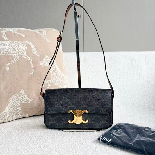 Celine - Other - Triomphe Canvas with leather trim - Brown with Gold-Tone Hardware - (mini)