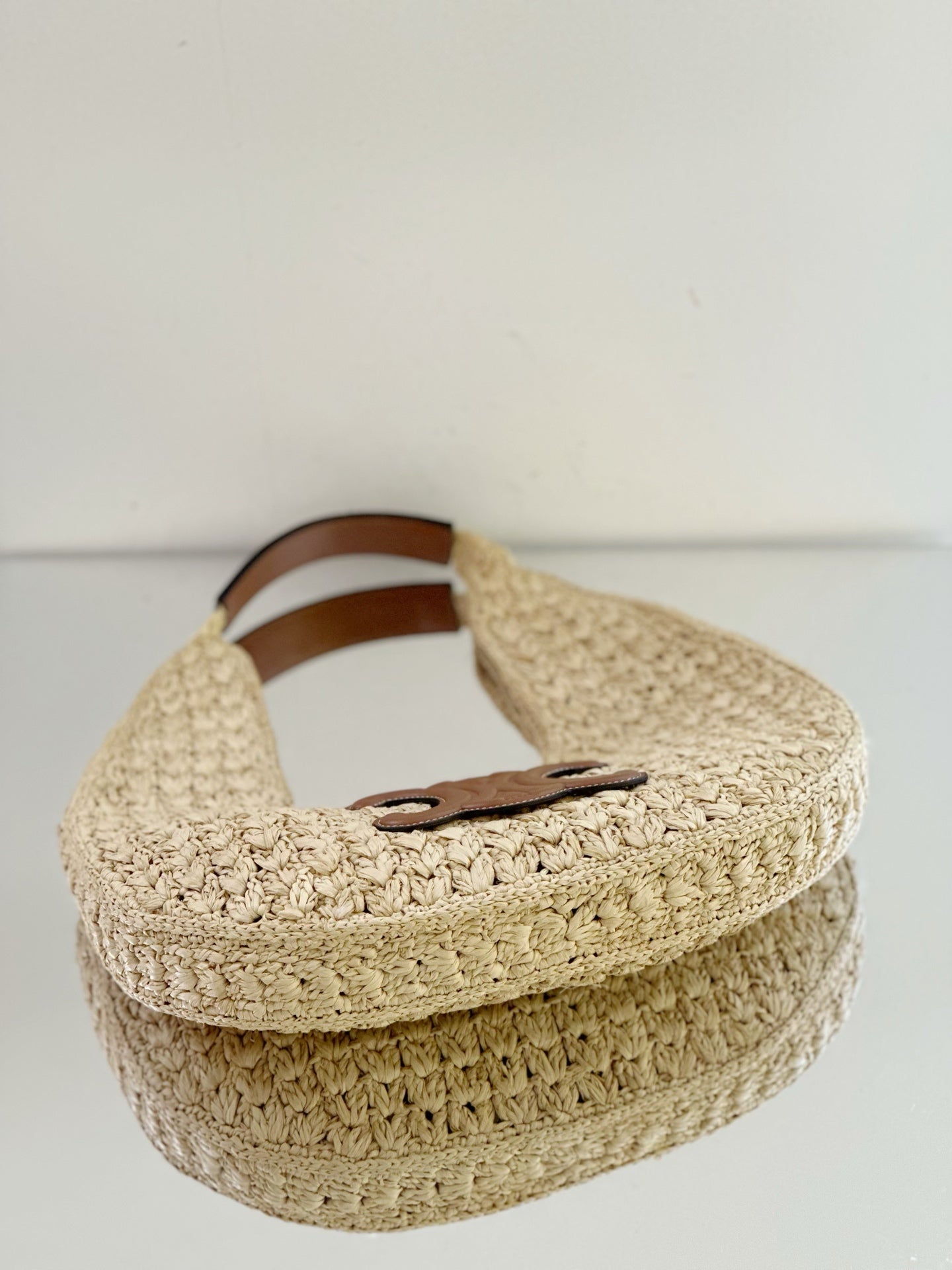 Celine - PANIER HOBO - Wicker and leather - Beige with brown accents - (medium)