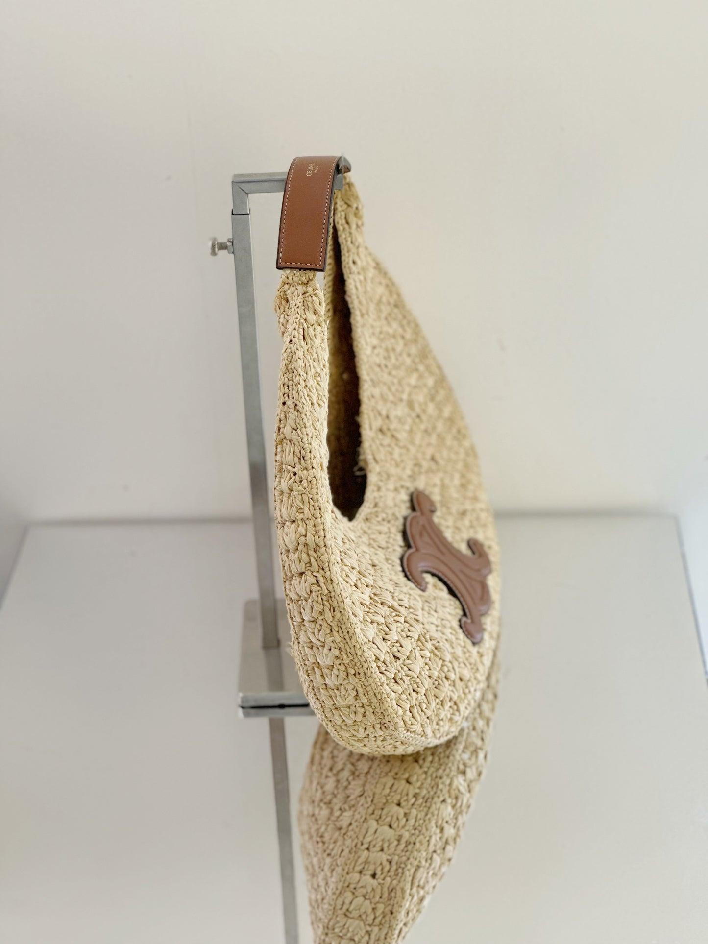 Celine - PANIER HOBO - Wicker and leather - Beige with brown accents - (medium)