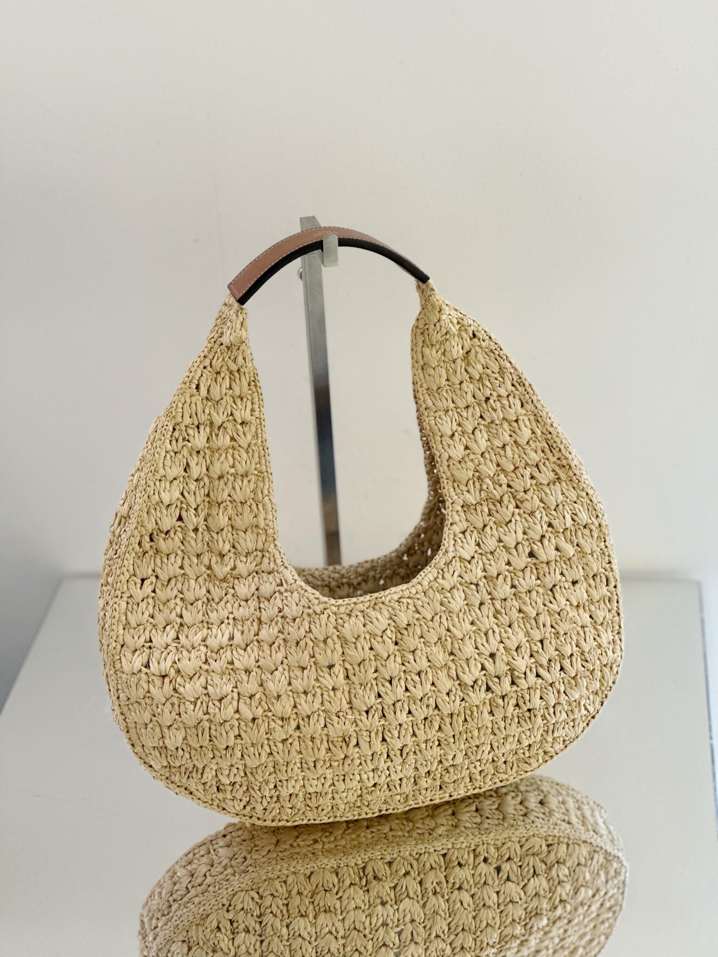 Celine - PANIER HOBO - Wicker and leather - Beige with brown accents - (medium)