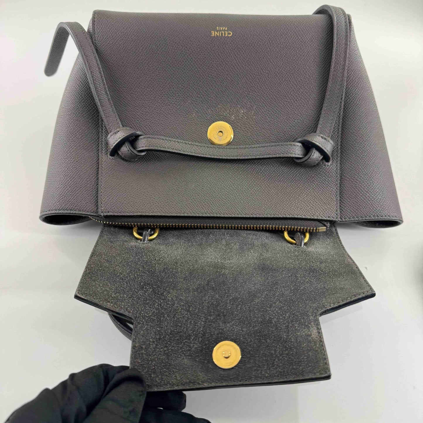 Celine - Pico Belt Bag - Grained calfskin leather - Dark Grey - (mini)
