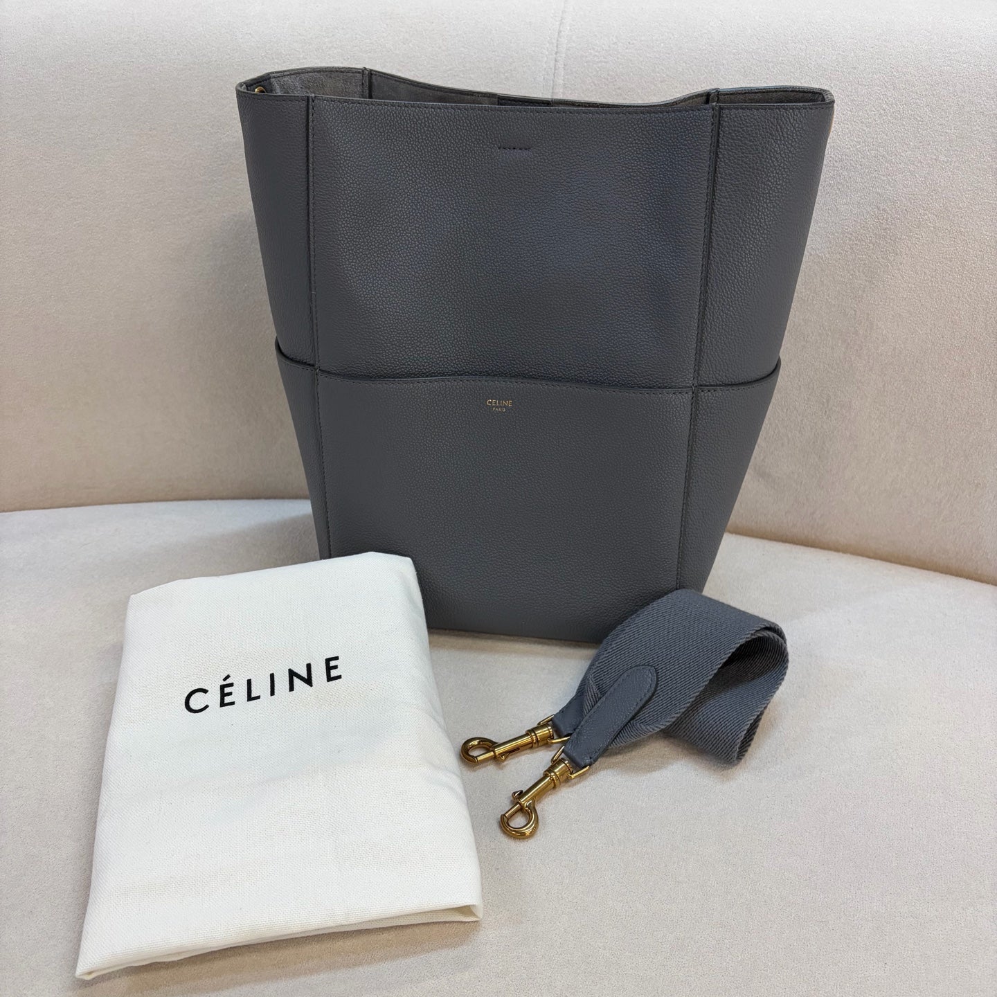 Celine - Sangle - Leather - Grey - (medium)