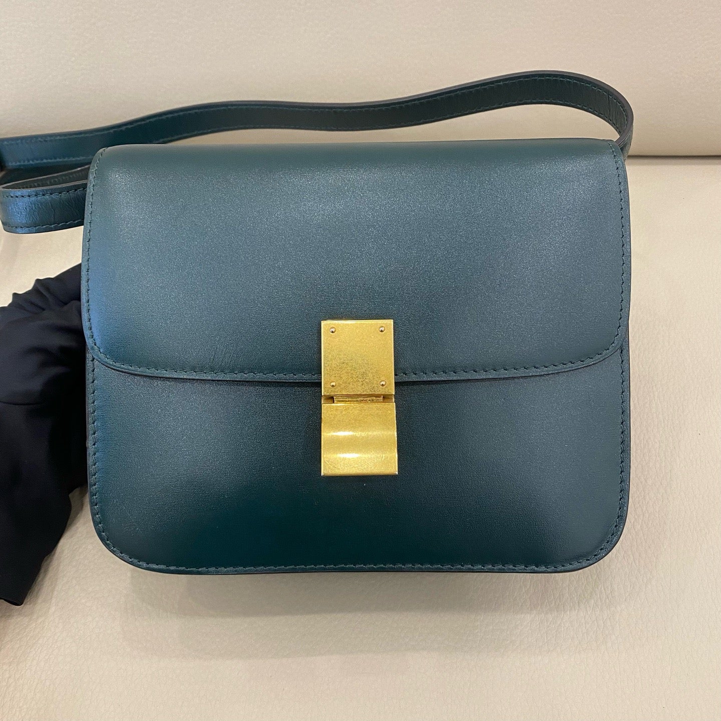 Celine - Small Box Bag - Smooth Calfskin Leather - Deep Dark Green - (Small)